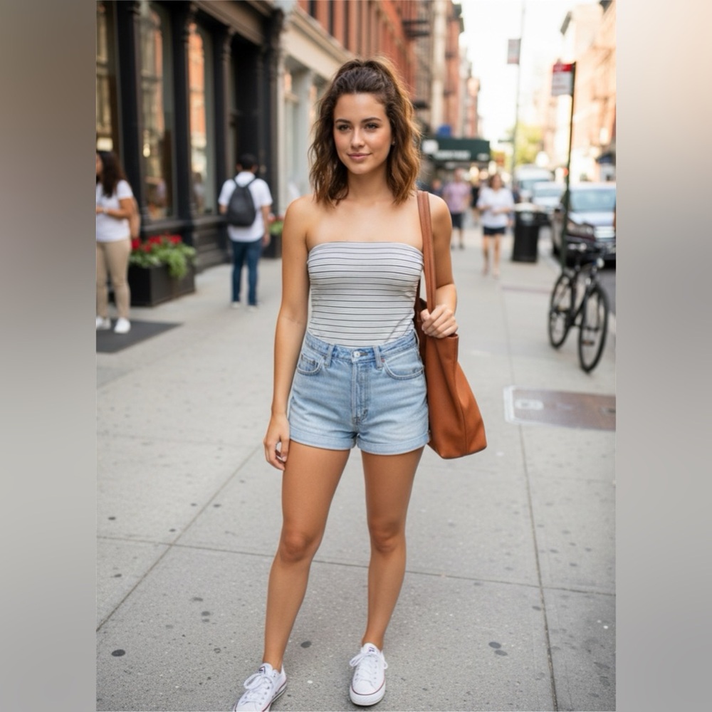 Striped Strapless Bodysuit